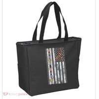 American Flag Autism Awareness Puzzle Piece & Ribbon Tote Bag thumb 2