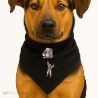 Astronaut Flying Away On Balloons USA-Made Doggie Bandana thumb 1