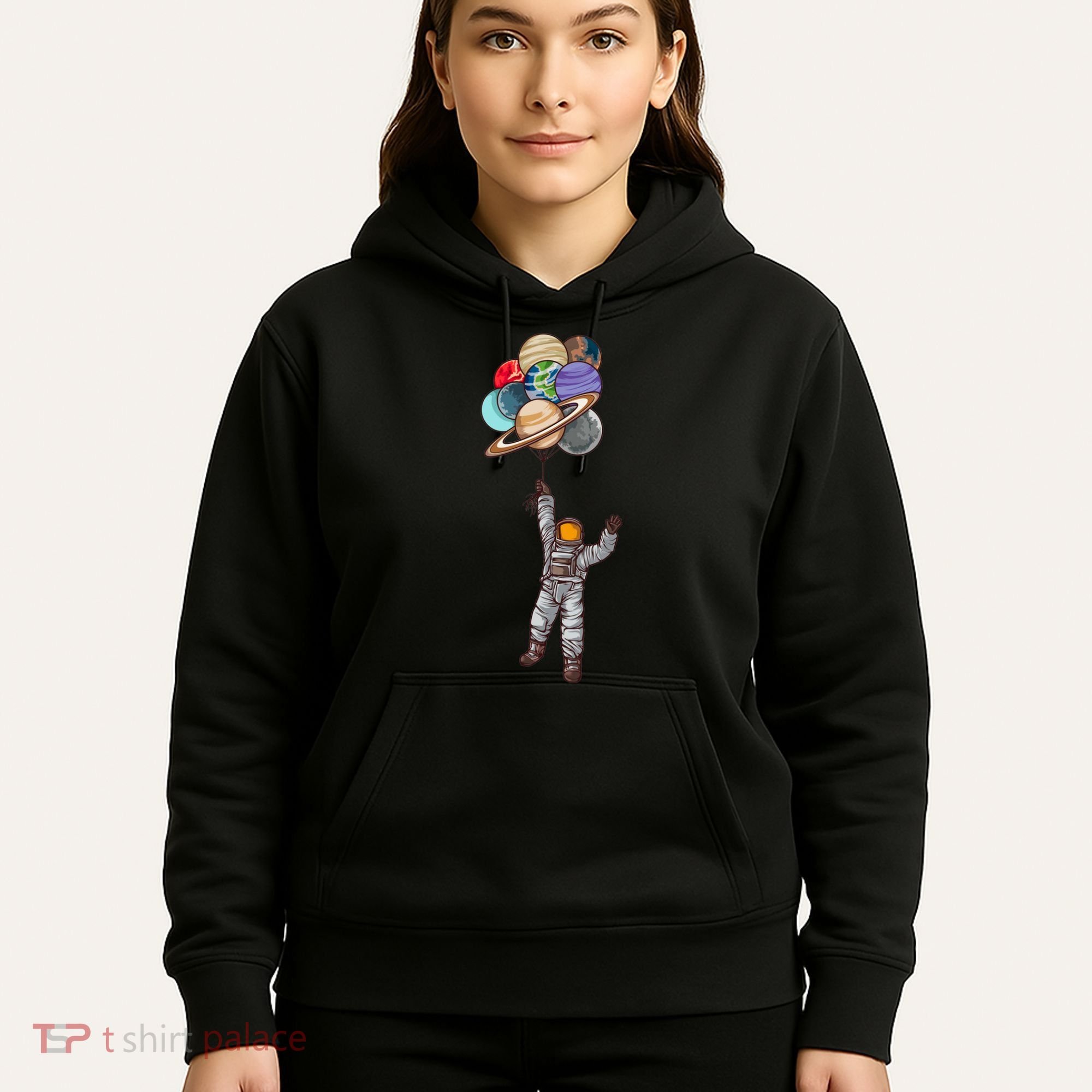 Astronaut Flying Away On Balloons Hoodie