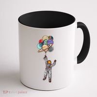 Astronaut Flying Away On Balloons Coffee Mug thumb 1