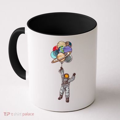 Astronaut Flying Away On Balloons Coffee Mug