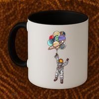 Astronaut Flying Away On Balloons Coffee Mug thumb 2