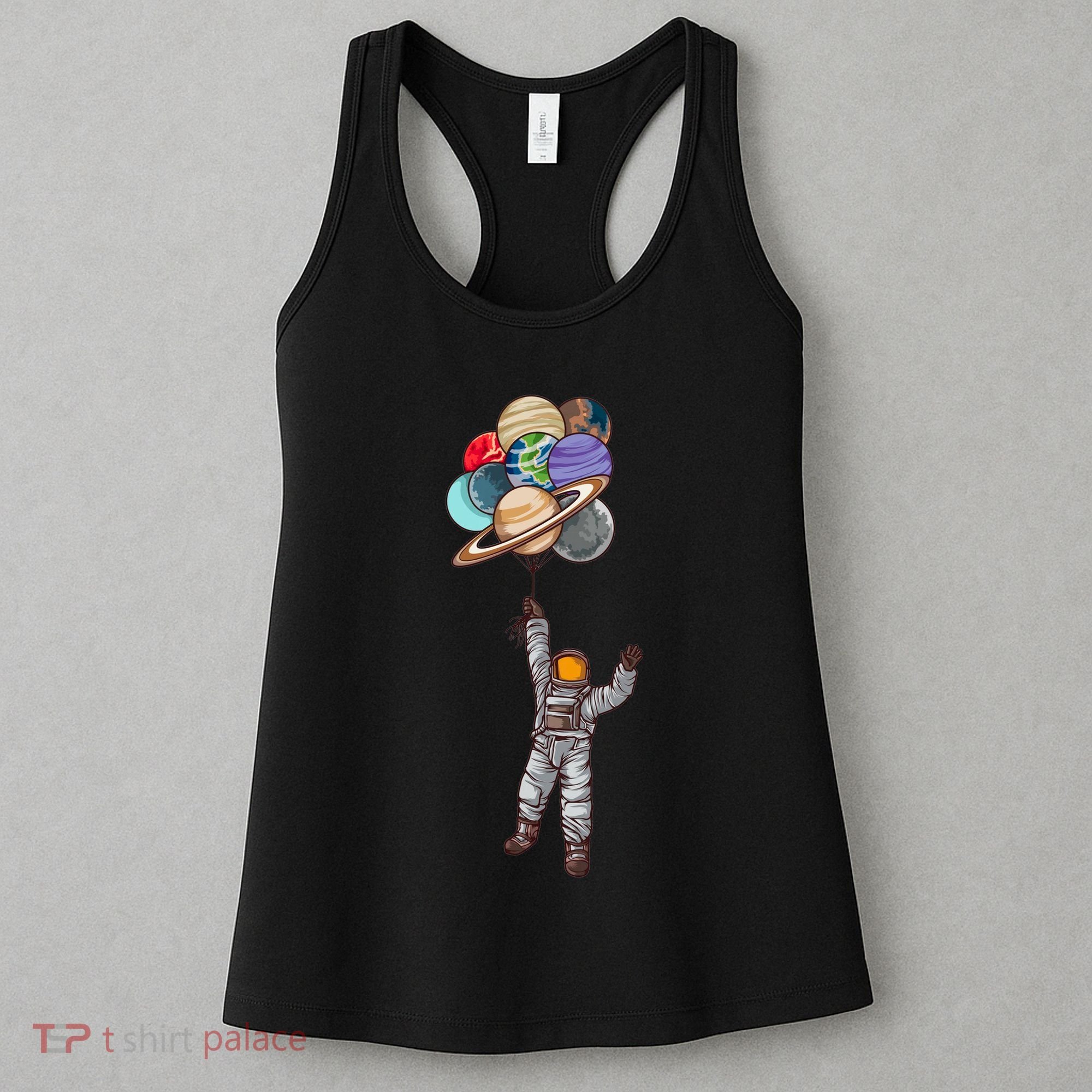 Astronaut Flying Away On Balloons Women's Tank Top