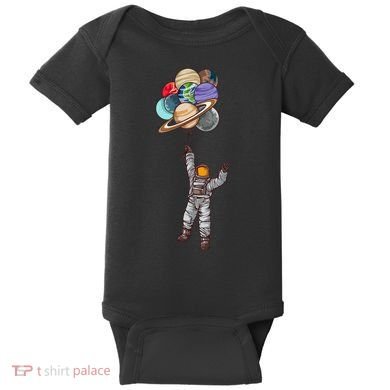 Astronaut Flying Away On Balloons Baby Bodysuit
