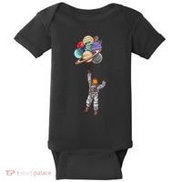 Astronaut Flying Away On Balloons Baby Bodysuit thumb 0