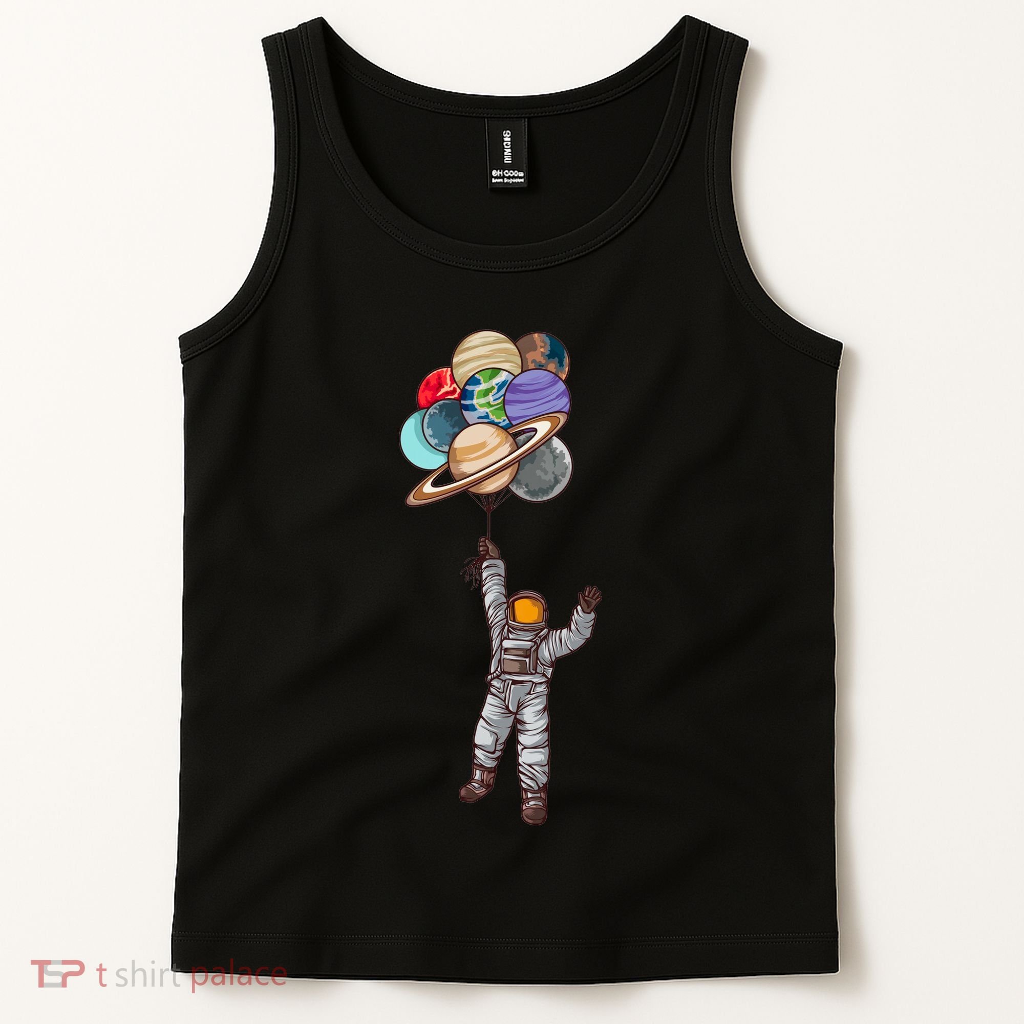 Astronaut Flying Away On Balloons Tank Top