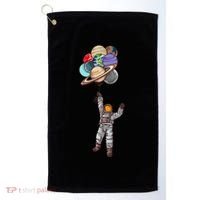 Astronaut Flying Away On Balloons Golf Towel thumb 0