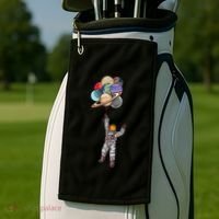 Astronaut Flying Away On Balloons Golf Towel thumb 2