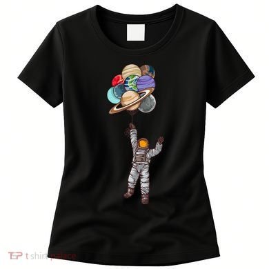 Astronaut Flying Away On Balloons Women's T-Shirt