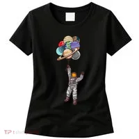 Astronaut Flying Away On Balloons Women's T-Shirt thumb 0