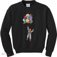 Astronaut Flying Away On Balloons Kids Sweatshirt thumb 0