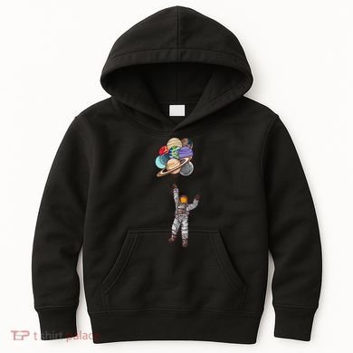 Astronaut Flying Away On Balloons Kids Hoodie