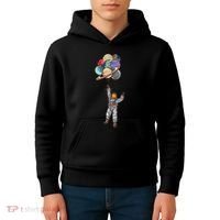 Astronaut Flying Away On Balloons Kids Hoodie thumb 4