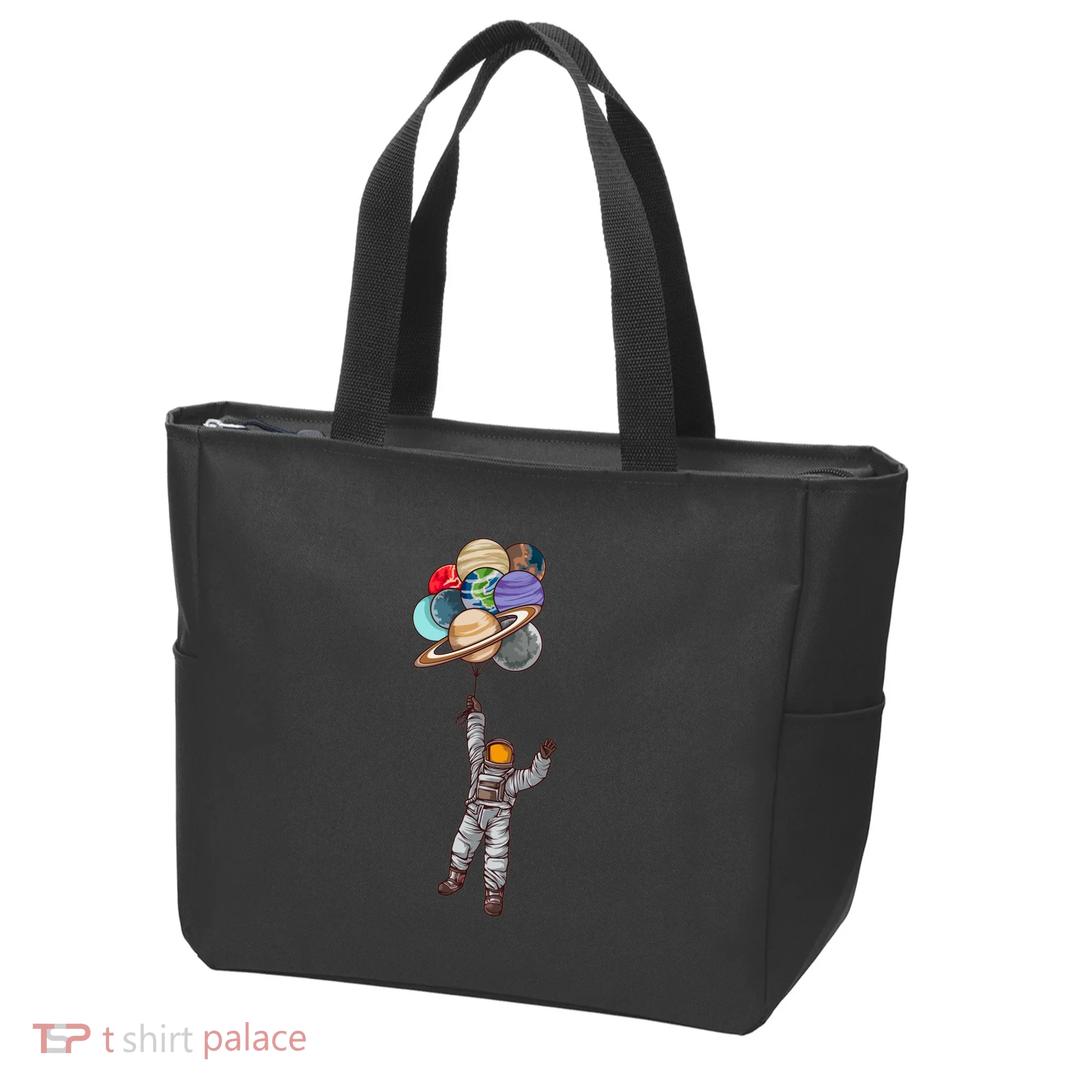 Astronaut Flying Away On Balloons Tote Bag