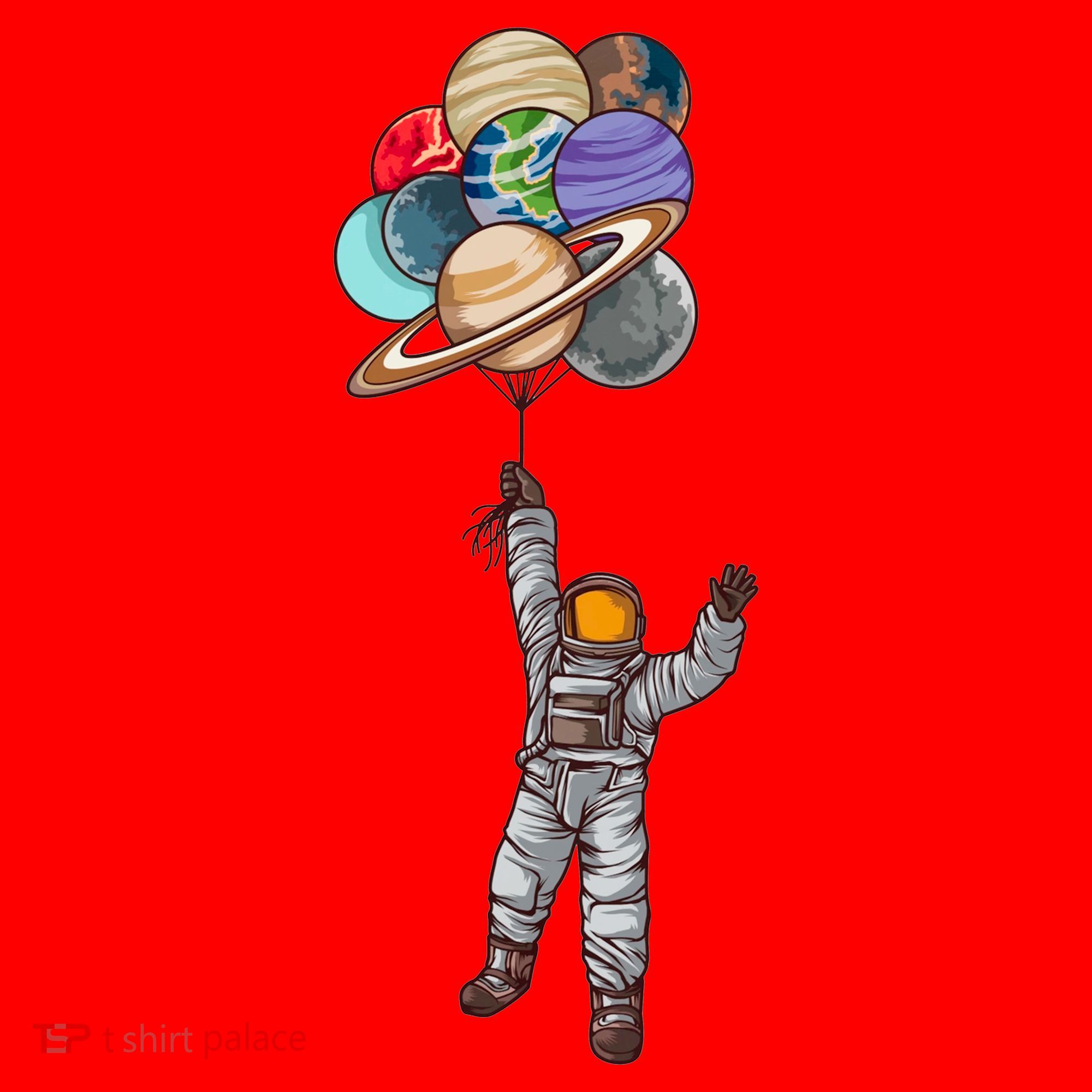 Astronaut Flying Away On Balloons Santa Hat