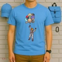 Astronaut Flying Away On Balloons T-Shirt thumb 5