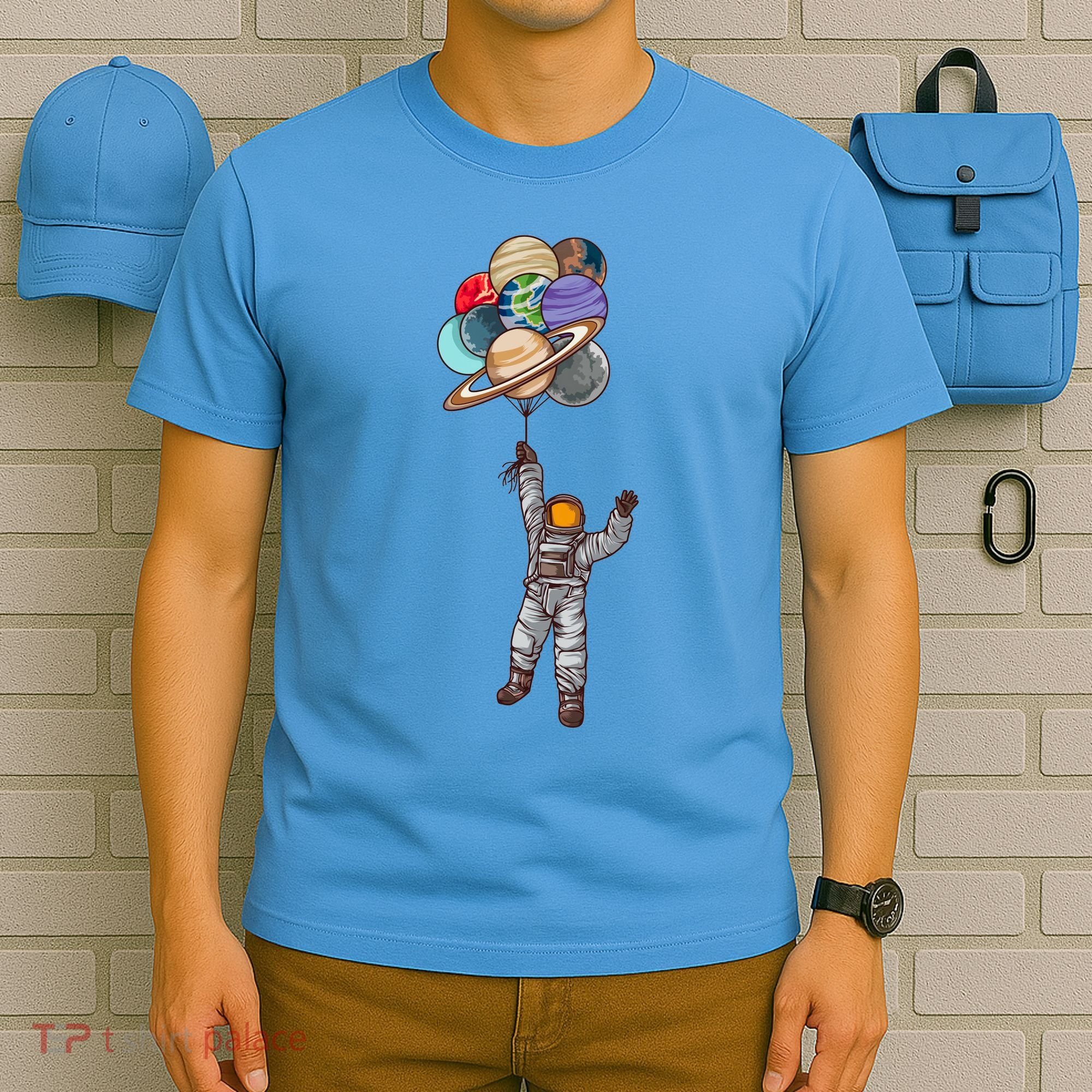 Astronaut Flying Away On Balloons T-Shirt