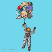 Astronaut Flying Away On Balloons T-Shirt thumb 6
