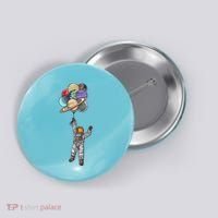 Astronaut Flying Away On Balloons Button thumb 0