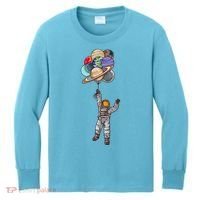 Astronaut Flying Away On Balloons Kids Long Sleeve Shirt thumb 0