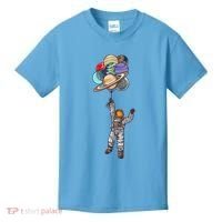 Astronaut Flying Away On Balloons Kids T-Shirt thumb 0