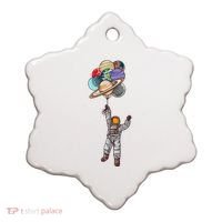 Astronaut Flying Away On Balloons Ceramic Ornament thumb 0
