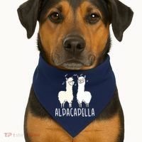 Alpacapella - Funny A Cappella Alpaca Singing Pun USA-Made Doggie Bandana thumb 1