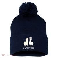 Alpacapella - Funny A Cappella Alpaca Singing Pun Pom Pom 12in Knit Beanie thumb 0
