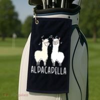 Alpacapella - Funny A Cappella Alpaca Singing Pun Golf Towel thumb 2