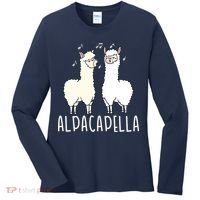 Alpacapella - Funny A Cappella Alpaca Singing Pun Women's Long Sleeve Shirt thumb 0