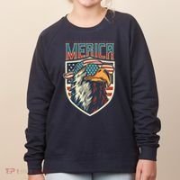 American Flag Bald Eagle 4th of July Patriotic USA Gift Women's Sweatshirt thumb 0