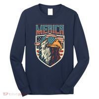 American Flag Bald Eagle 4th of July Patriotic USA Gift Long Sleeve Shirt thumb 0