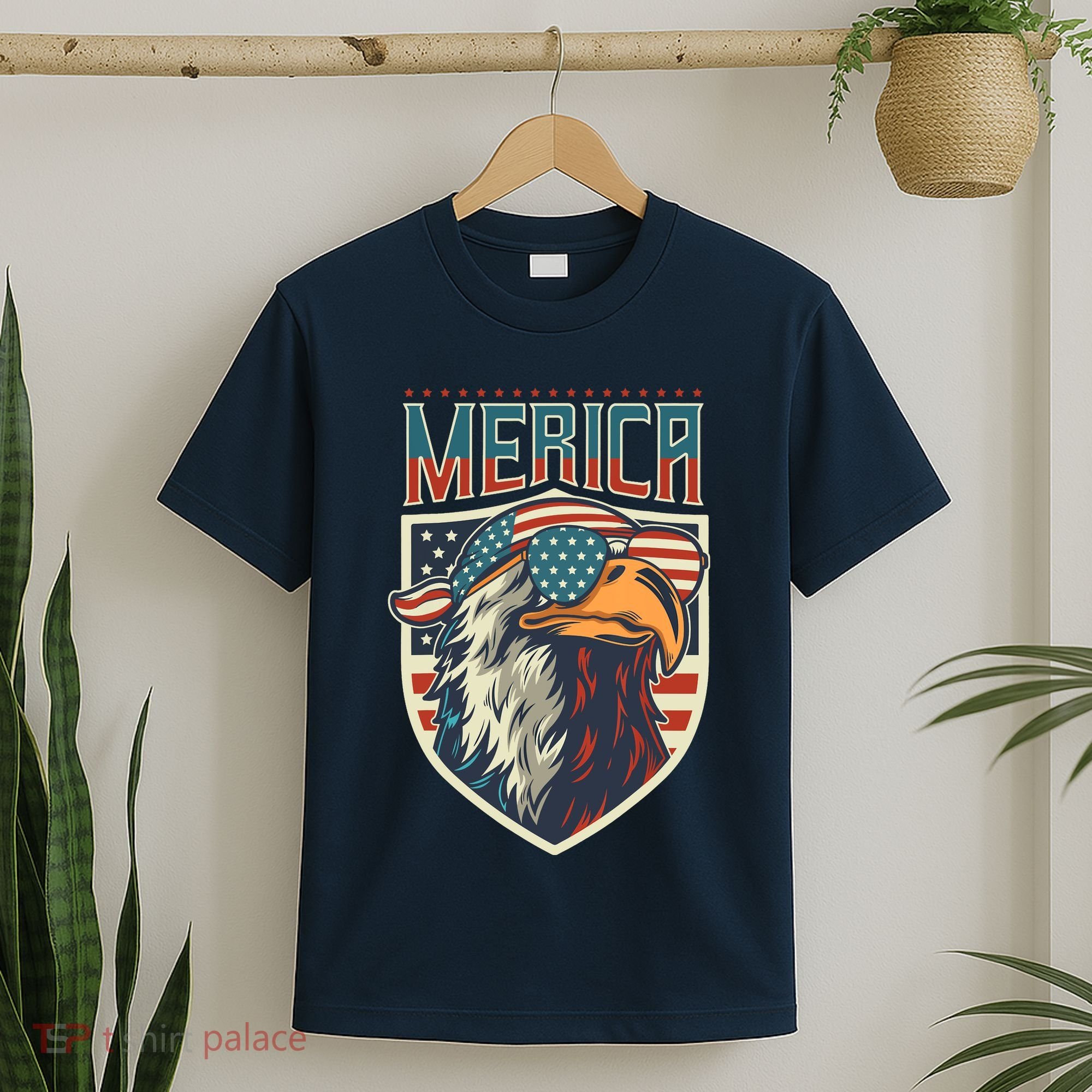 American Flag Bald Eagle 4th of July Patriotic USA Gift T-Shirt