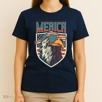 American Flag Bald Eagle 4th of July Patriotic USA Gift T-Shirt thumb 4