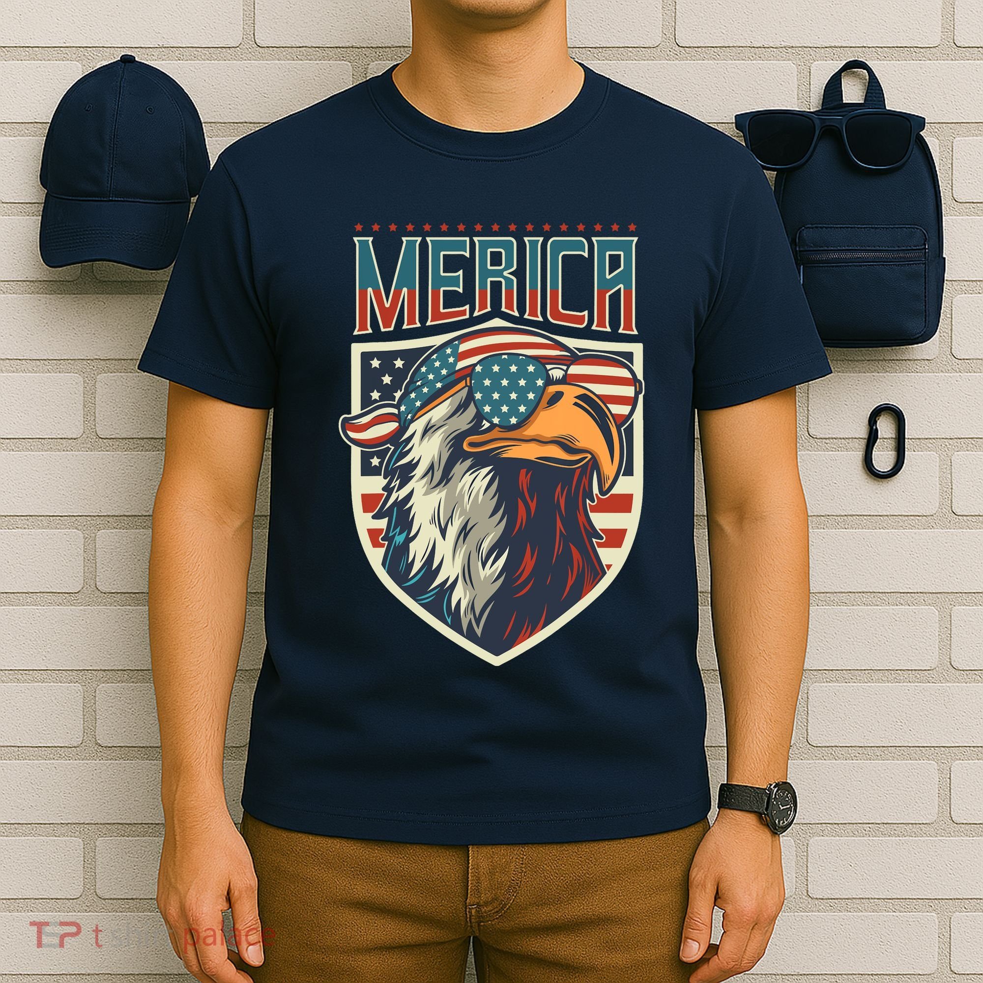 American Flag Bald Eagle 4th of July Patriotic USA Gift T-Shirt