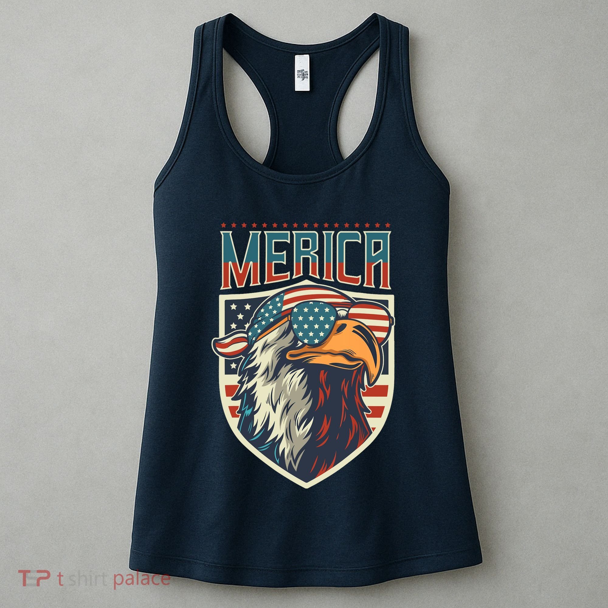 American Flag Bald Eagle 4th of July Patriotic USA Gift Women's Tank Top