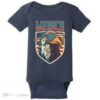 American Flag Bald Eagle 4th of July Patriotic USA Gift Baby Bodysuit thumb 0