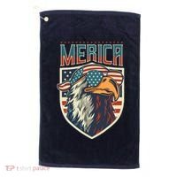 American Flag Bald Eagle 4th of July Patriotic USA Gift Golf Towel thumb 0