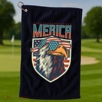 American Flag Bald Eagle 4th of July Patriotic USA Gift Golf Towel thumb 1