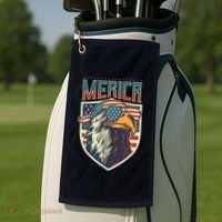 American Flag Bald Eagle 4th of July Patriotic USA Gift Golf Towel thumb 2