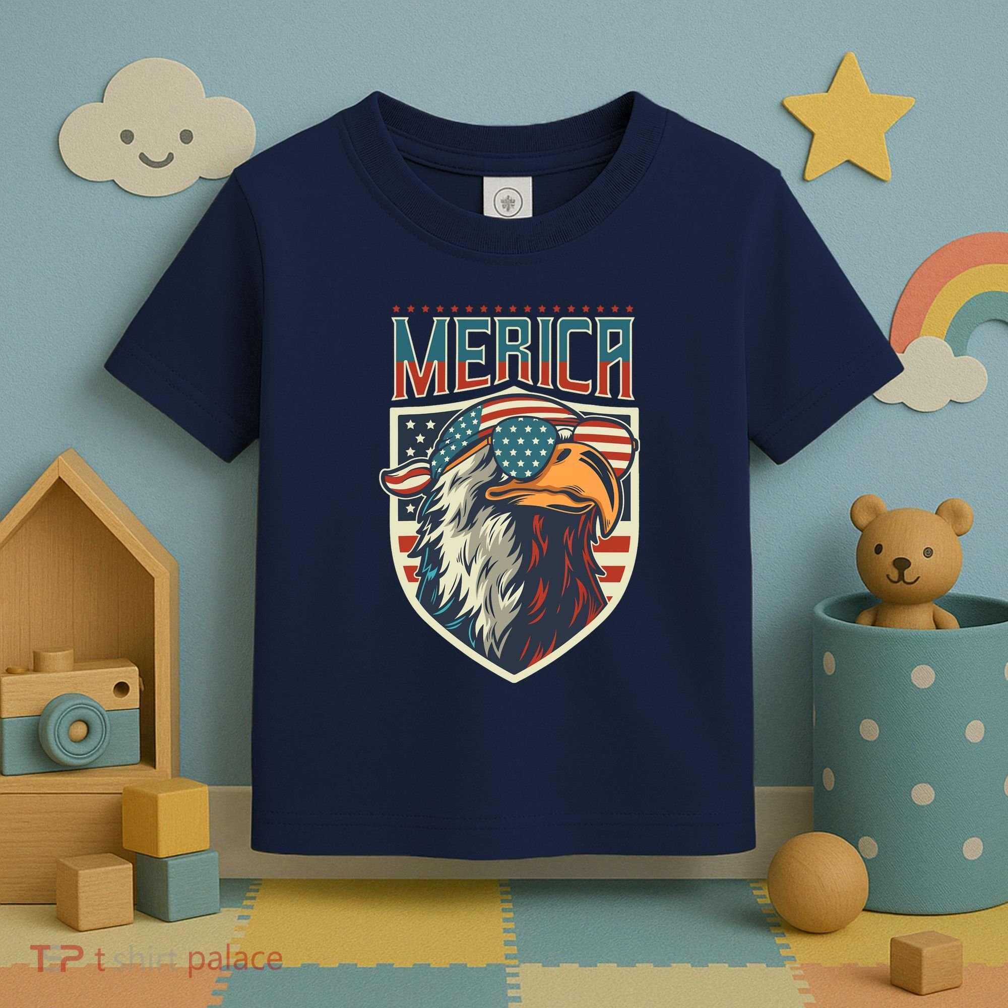 American Flag Bald Eagle 4th of July Patriotic USA Gift Toddler T-Shirt