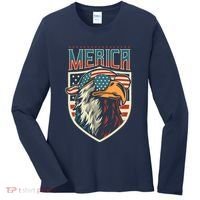 American Flag Bald Eagle 4th of July Patriotic USA Gift Women's Long Sleeve Shirt thumb 0