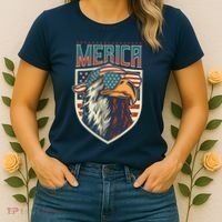 American Flag Bald Eagle 4th of July Patriotic USA Gift Women's T-Shirt thumb 2