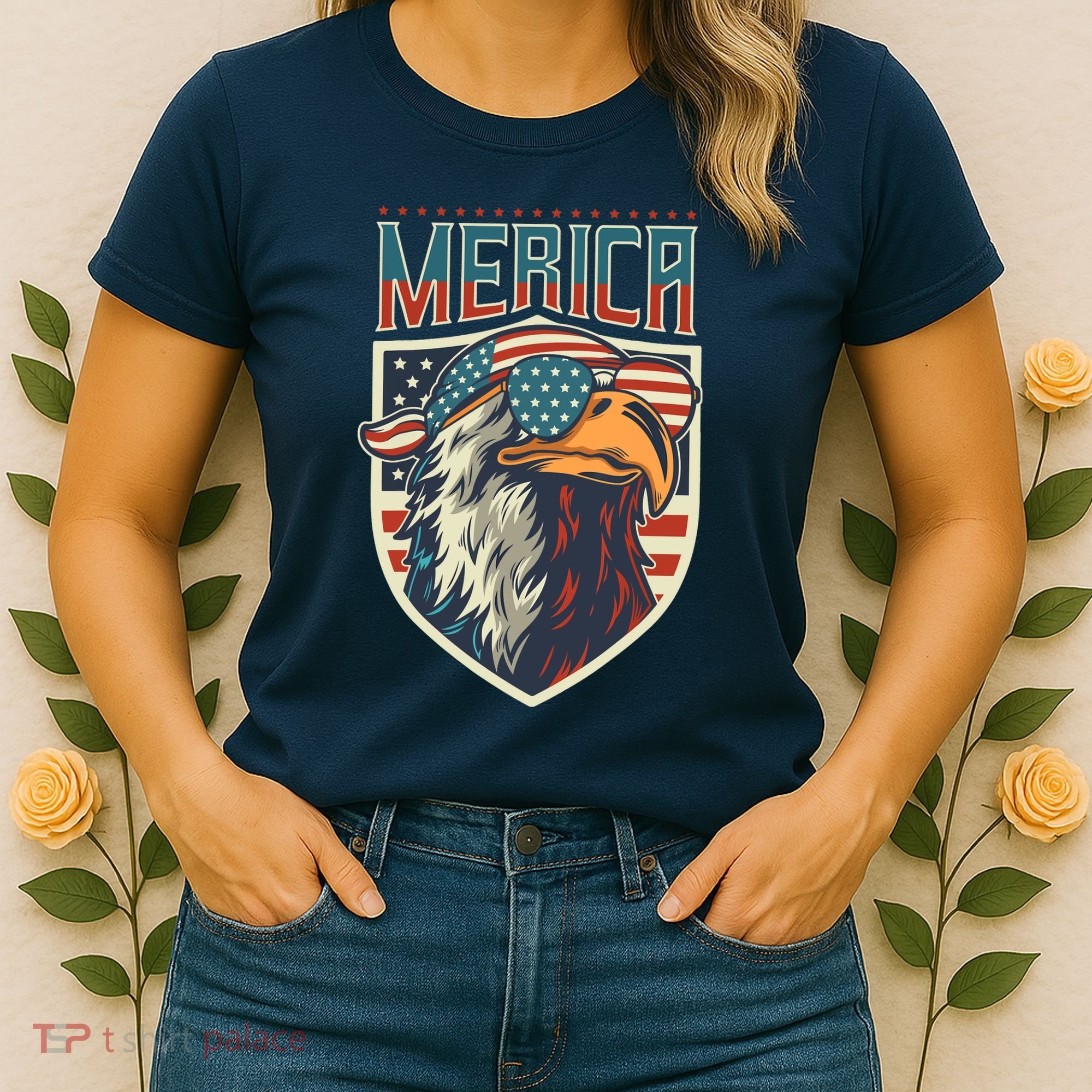 American Flag Bald Eagle 4th of July Patriotic USA Gift Women's T-Shirt