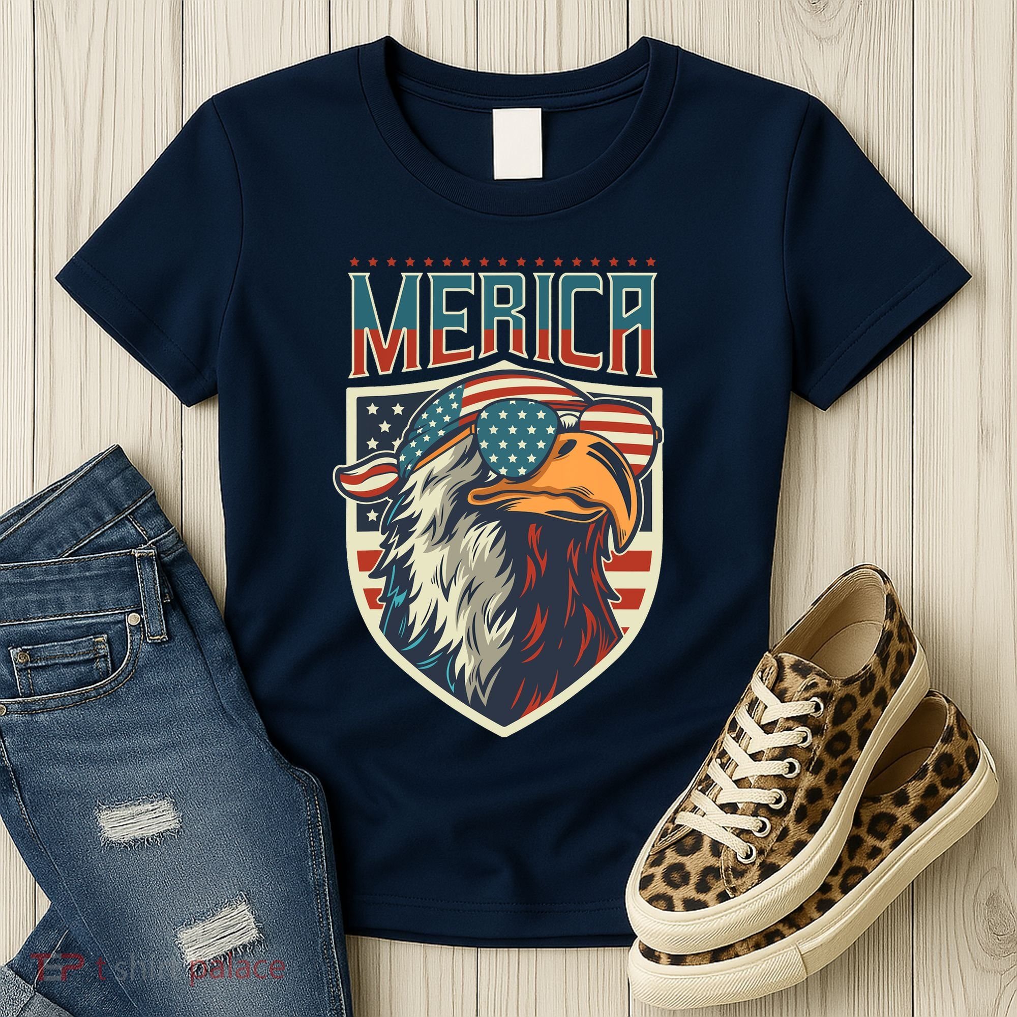 American Flag Bald Eagle 4th of July Patriotic USA Gift Women's T-Shirt