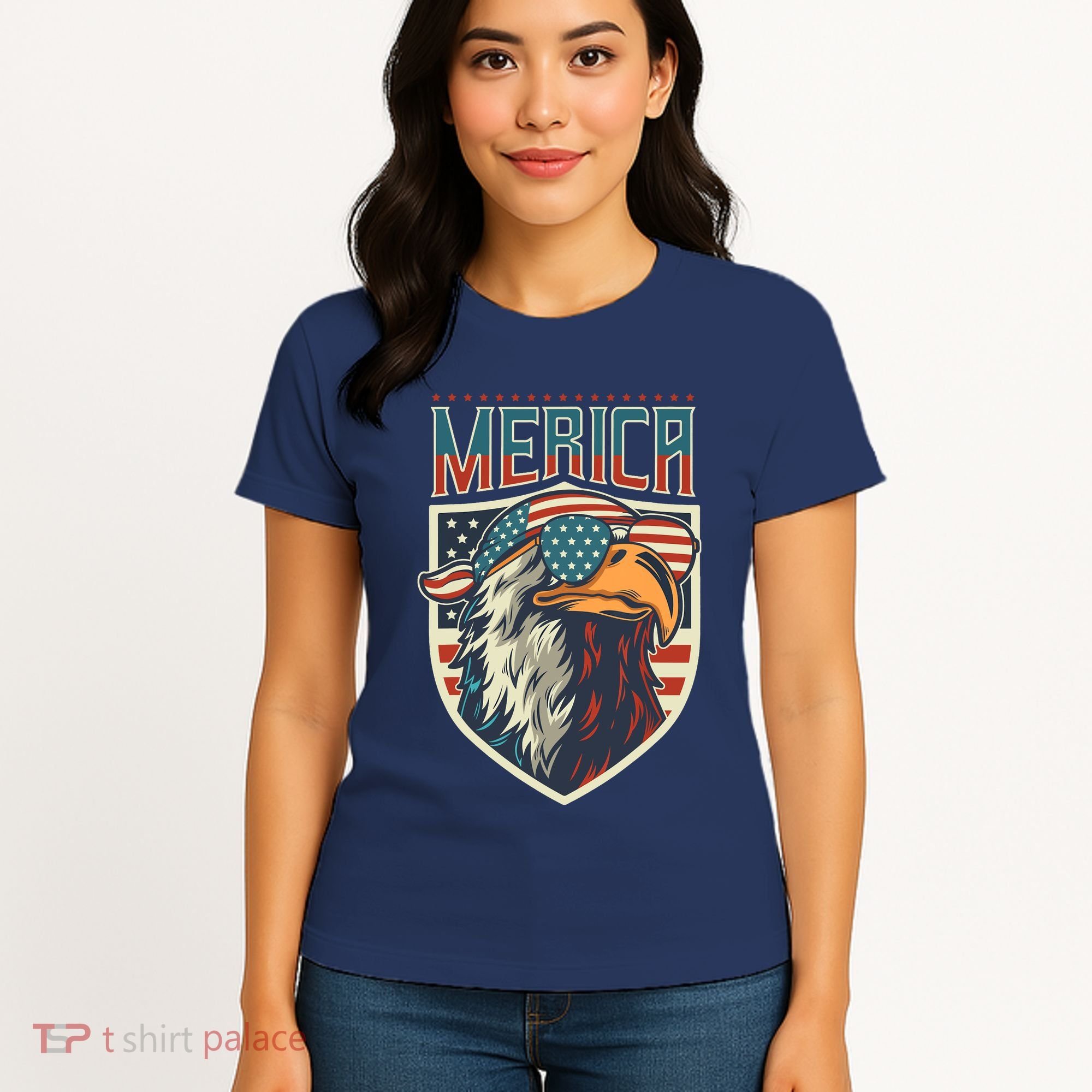 American Flag Bald Eagle 4th of July Patriotic USA Gift Women's T-Shirt