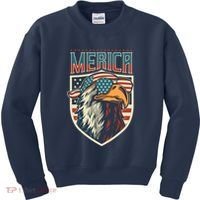 American Flag Bald Eagle 4th of July Patriotic USA Gift Kids Sweatshirt thumb 0