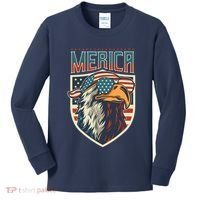 American Flag Bald Eagle 4th of July Patriotic USA Gift Kids Long Sleeve Shirt thumb 0