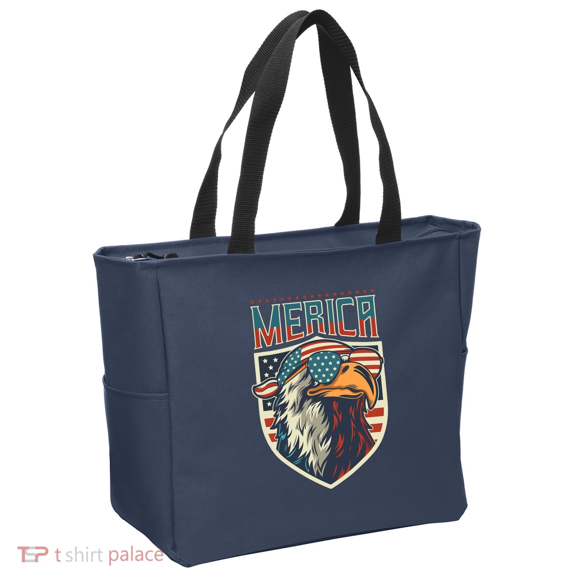 American Flag Bald Eagle 4th of July Patriotic USA Gift Tote Bag