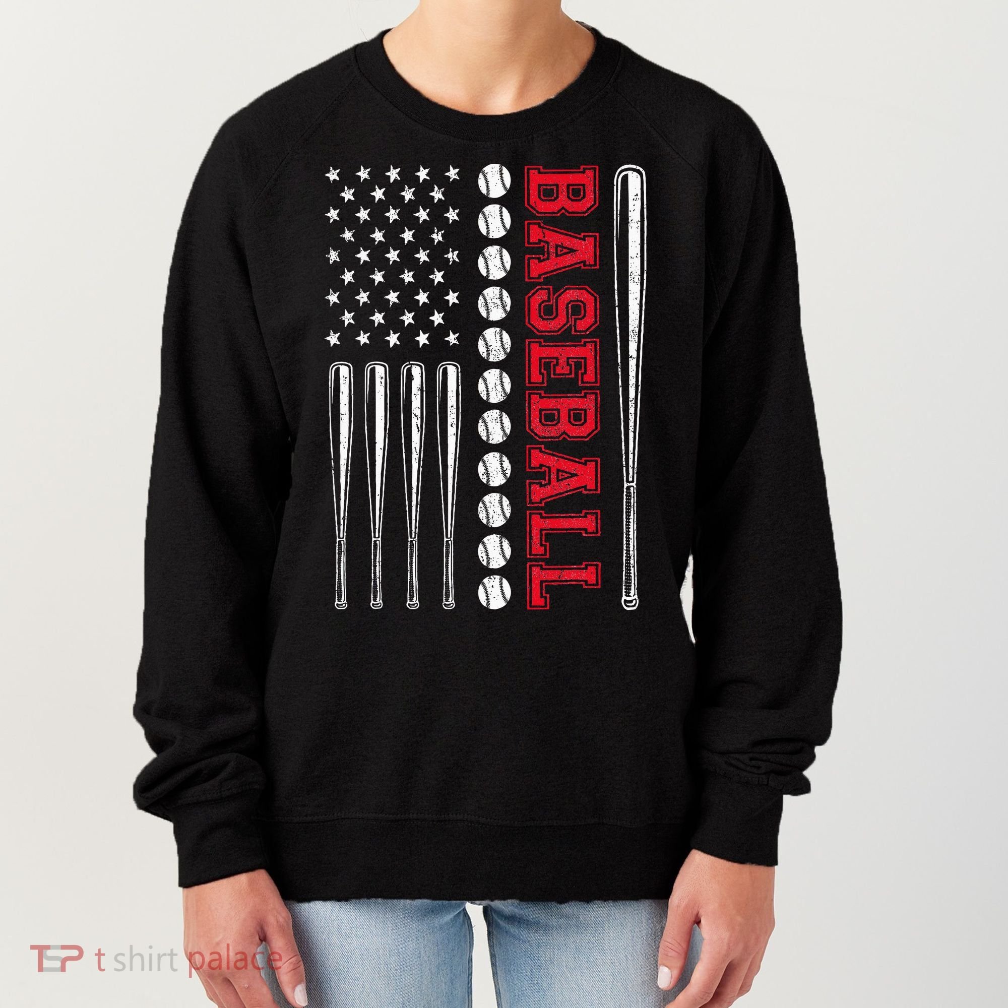 American Flag Baseball Team Gift Women's Sweatshirt